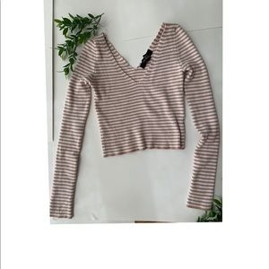 Tan/ Peach White Stripped Sweater
